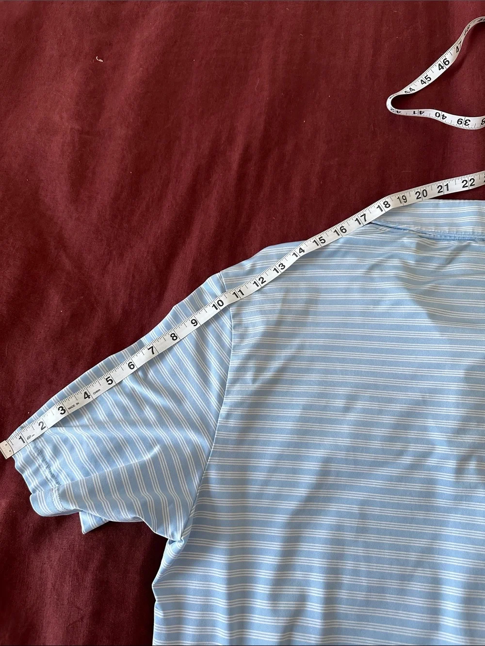 adidas Light Blue & White Striped Polo Shirt